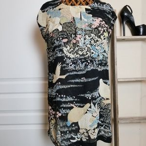 Floral Black Tunic Top